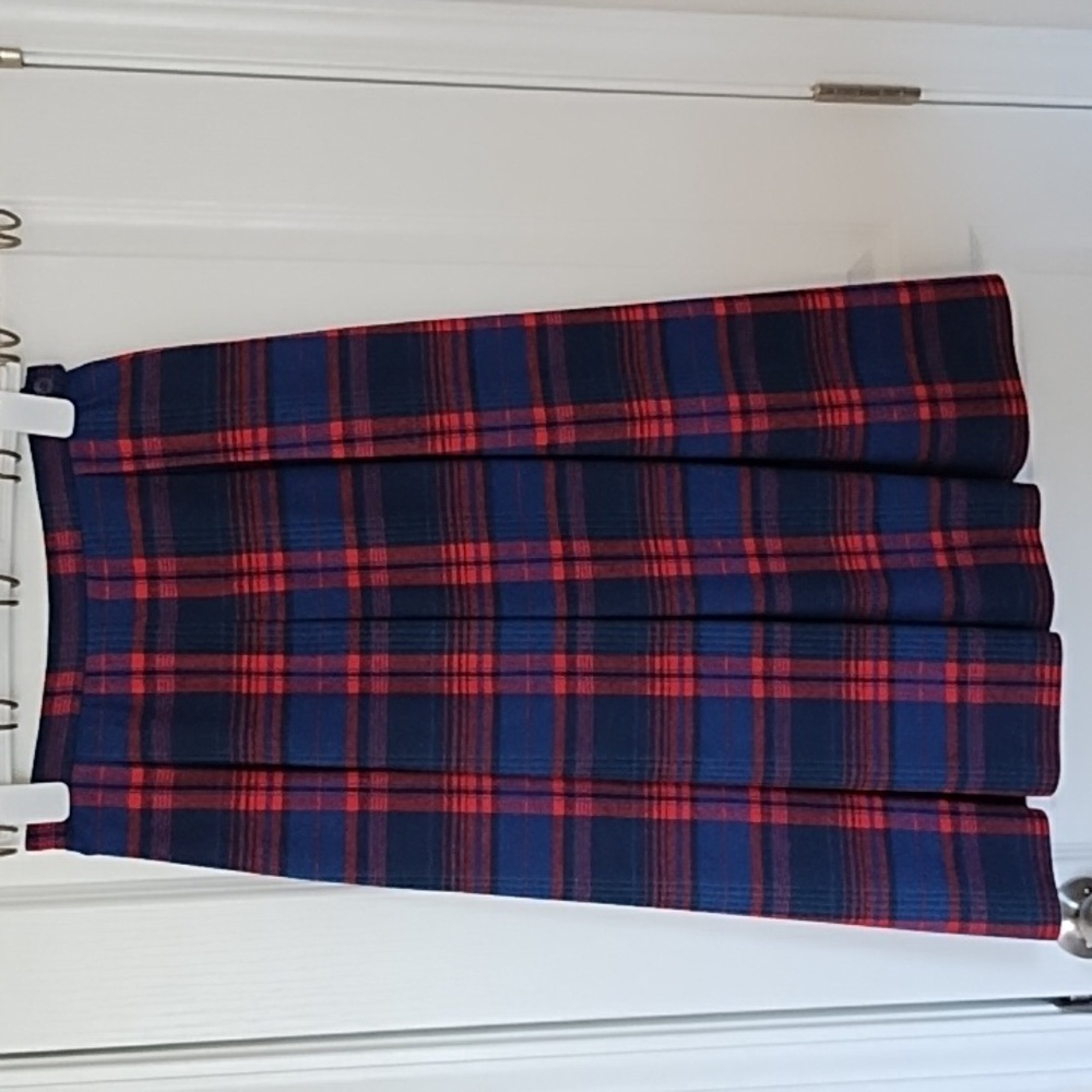Pendleton Wool Skirt Women's Size M Preppy Academia Pleated Red Blue Black Plaid